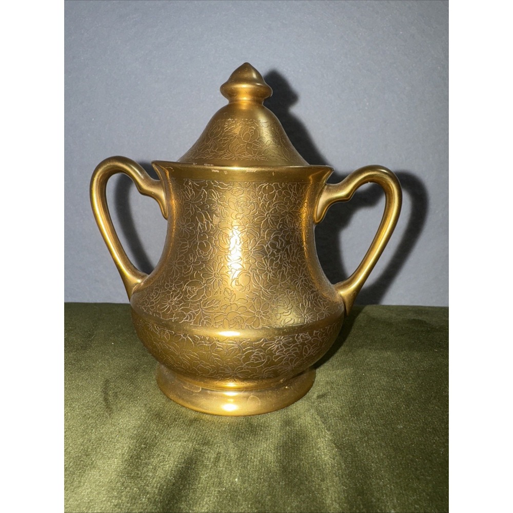 Pickard 626 Sugar Bowl Rose Daisy Pattern Gold‎ Encrusted Porcelain